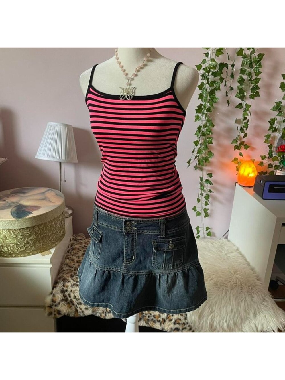 Hot pink and black striped tank topFits a size S/M